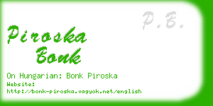 piroska bonk business card